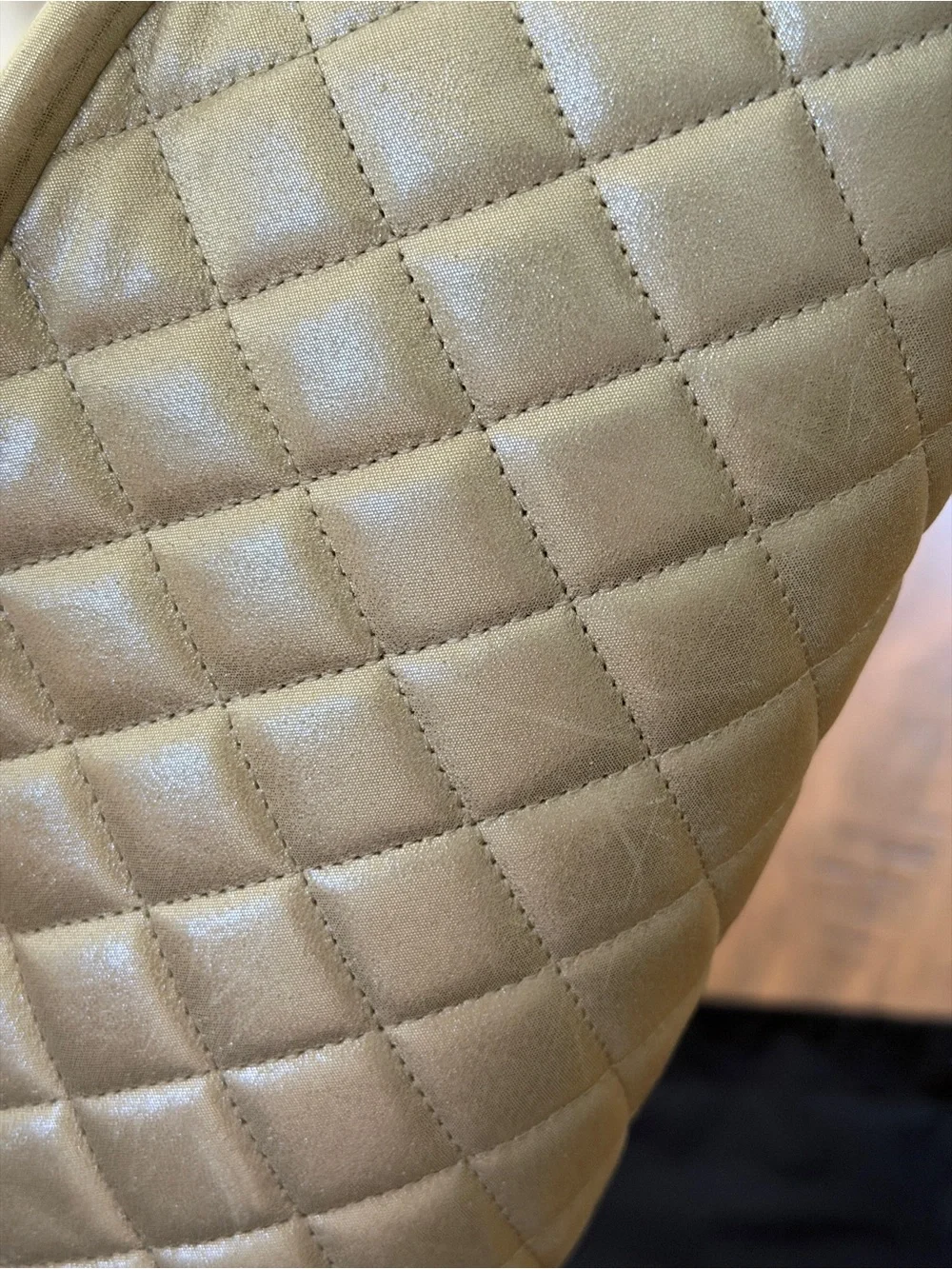 Chanel 12C Iridescent Light Gold Quilted Calfskin Timeless Kisslock CC Clutch